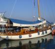 the research boat, a beautiful wooden sailing boat from the 1930th